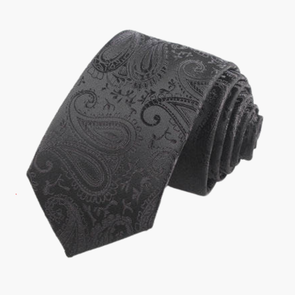 Elegant Black Paisley Tie - 100% Silk